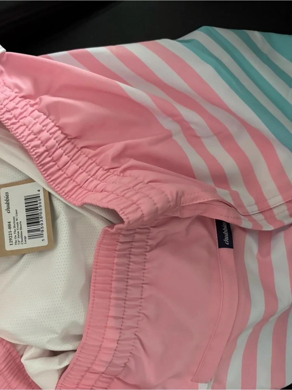 chubbies Pink and Aqua Stripe mens Swim Shorts